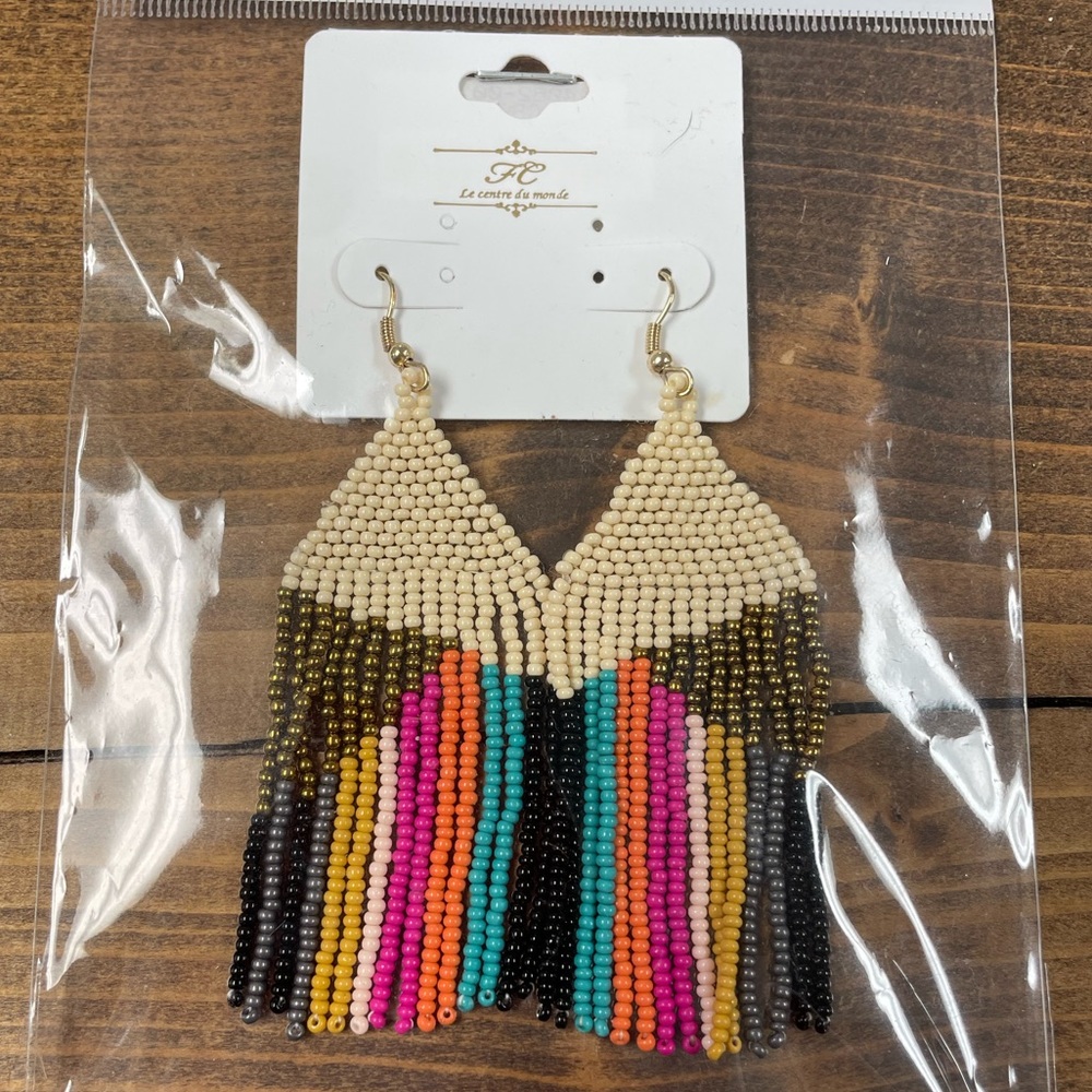 Multi Seed Bead Dangle Earrings